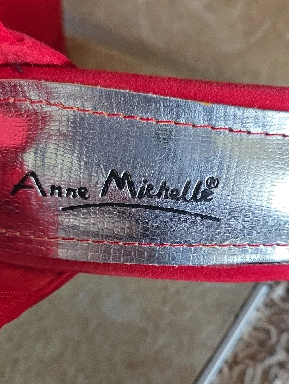 Anne Michelle Red High Heel Ankle-Strap Sandals
